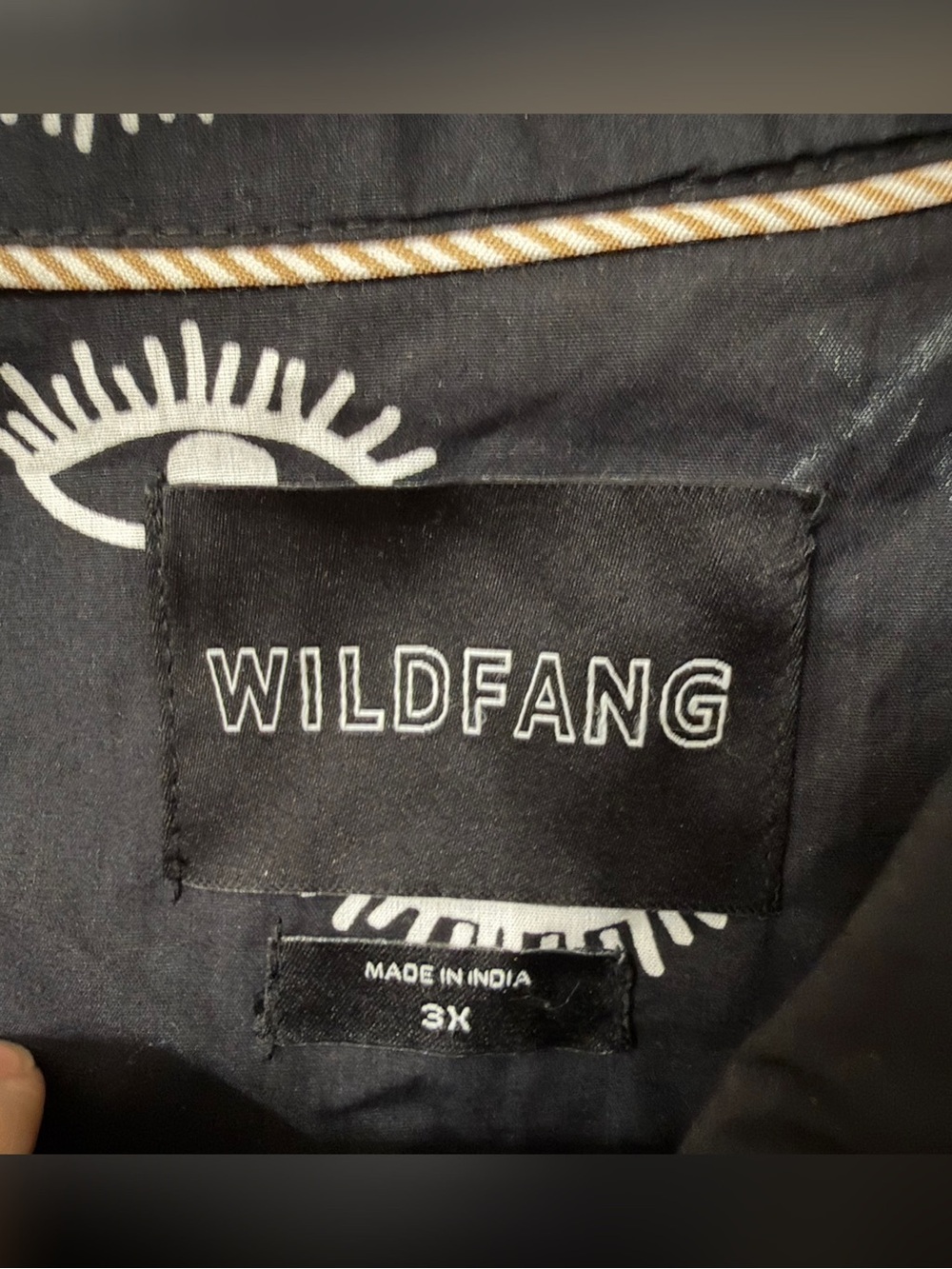Wildfang THE ESSENTIAL BUTTON UP Short-Sleeve Black Eye-Print Size 3X - Picture 7 of 11